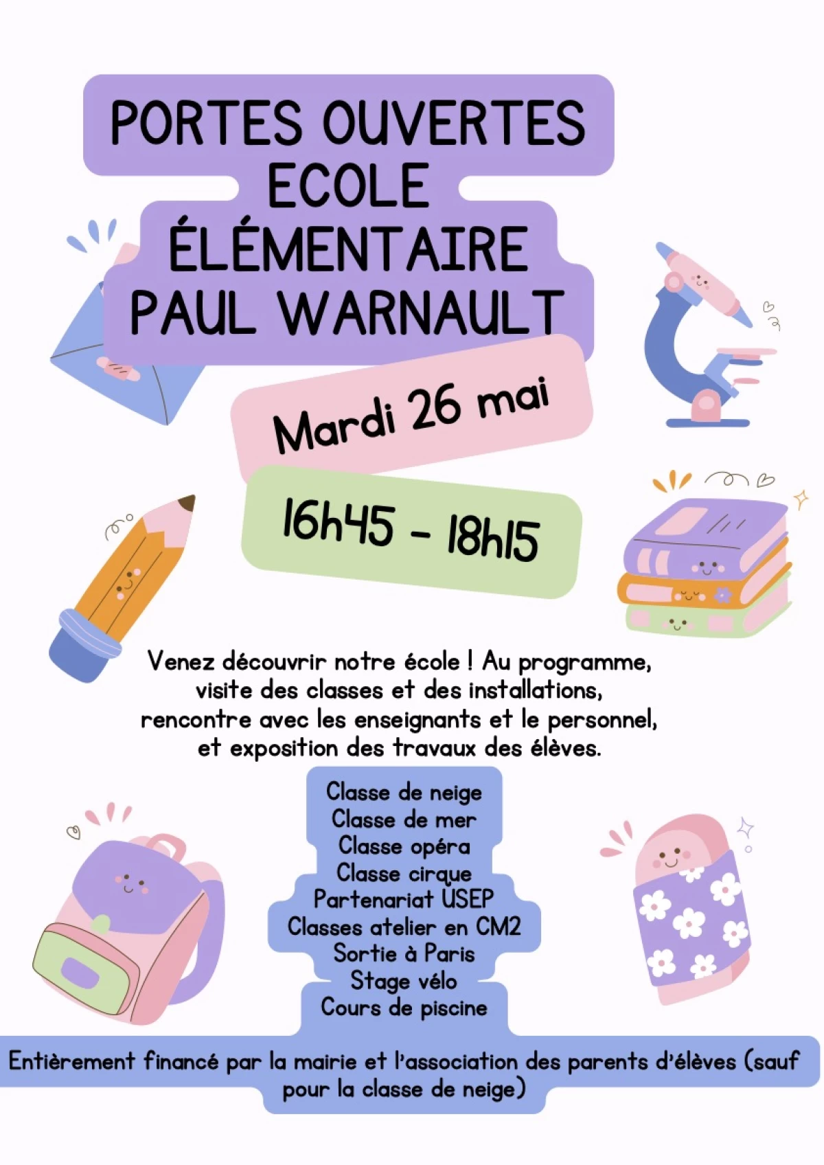 AFFICHE PORTES OUVERTES - ECOLE ELEMENTAIRE PAUL WARNAULT-1